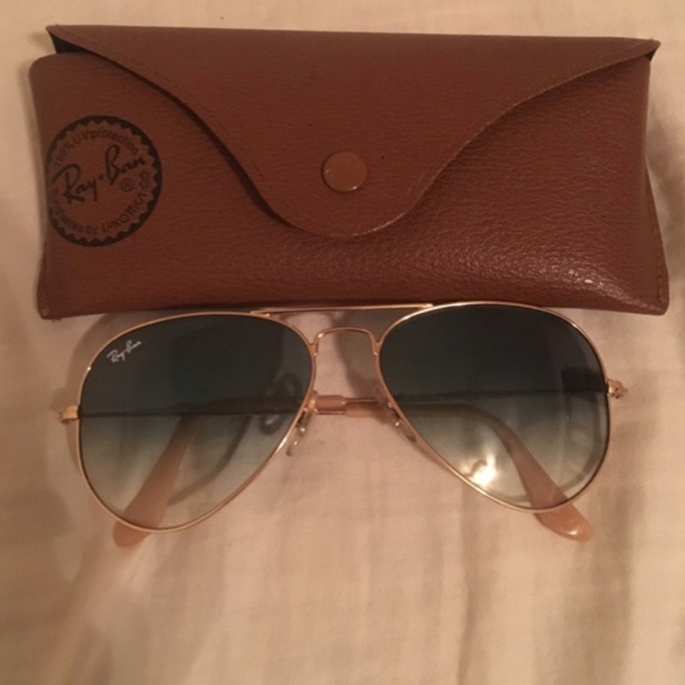 Rayban Aviator Blue Gradient with Gold Frames